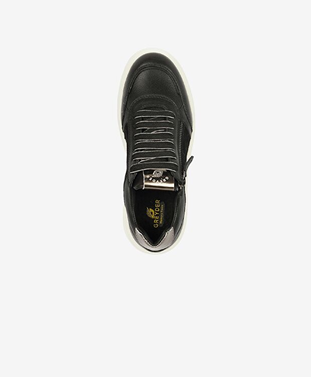 Kadın Siyah Hakiki Deri Memory Foam Taban Spor Ayakkabı - 4