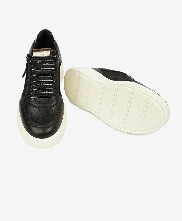 Kadın Siyah Hakiki Deri Memory Foam Taban Spor Ayakkabı - 6