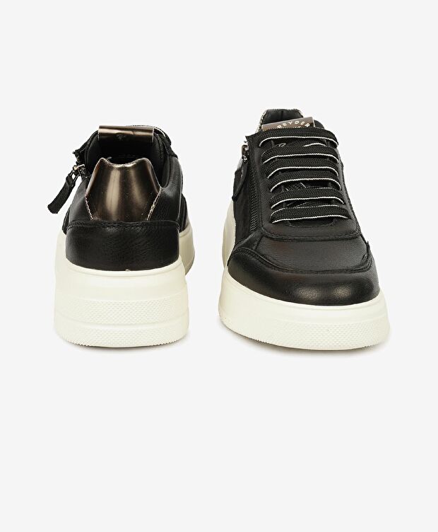 Kadın Siyah Hakiki Deri Memory Foam Taban Spor Ayakkabı - 7