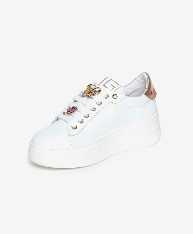 Kadın Beyaz Leopar Hakiki Deri Sneaker Ayakkabı - 3