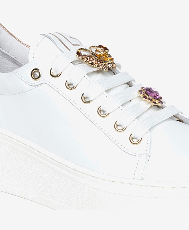 Kadın Beyaz Leopar Hakiki Deri Sneaker Ayakkabı - 5