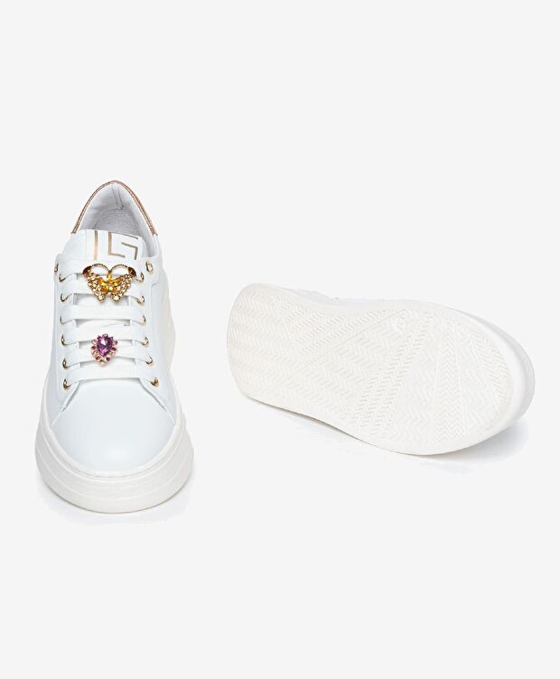 Kadın Beyaz Leopar Hakiki Deri Sneaker Ayakkabı - 6