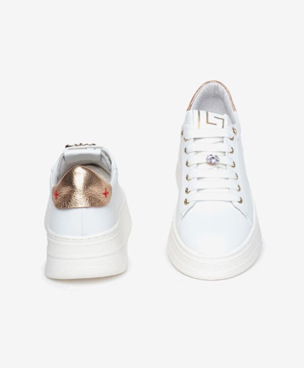 Kadın Beyaz Leopar Hakiki Deri Sneaker Ayakkabı - 7