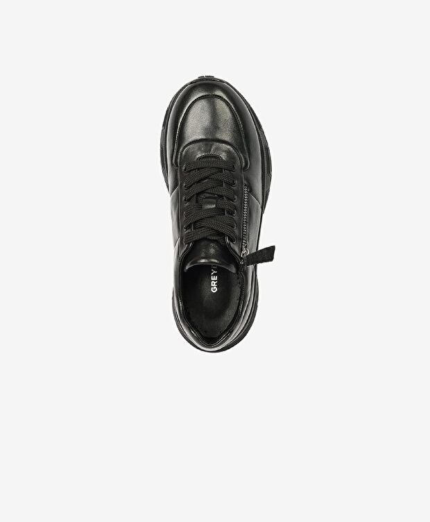 Kadın Siyah Hakiki Deri Sneaker Ayakkabı - 4