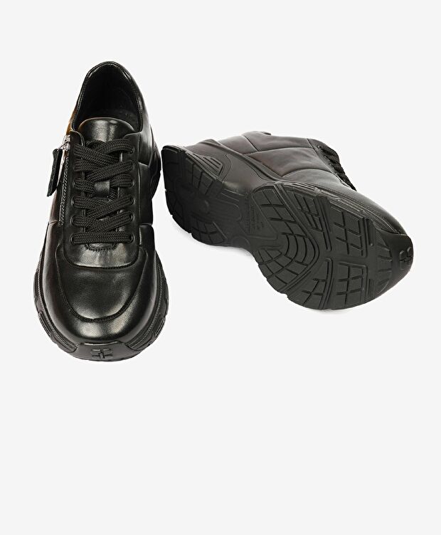 Kadın Siyah Hakiki Deri Sneaker Ayakkabı - 6