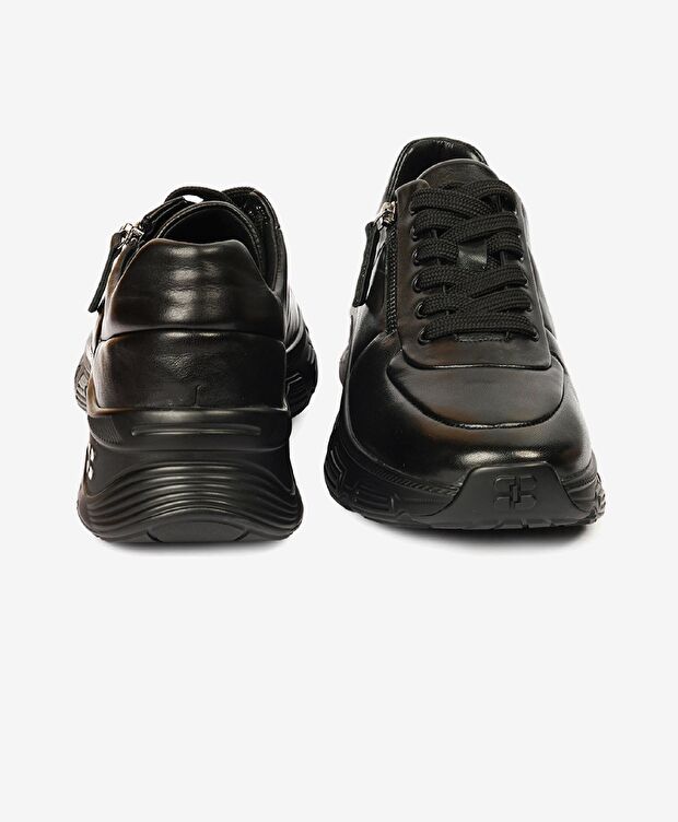 Kadın Siyah Hakiki Deri Sneaker Ayakkabı - 7