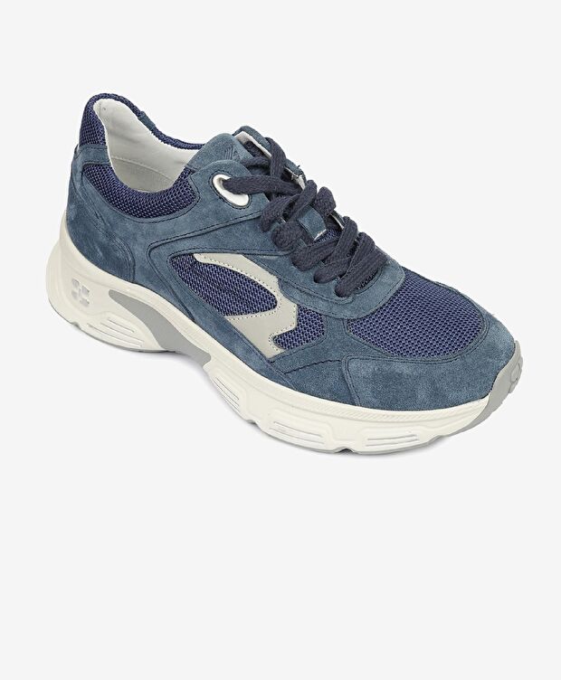 Kadın İndigo Hakiki Deri Sneaker Ayakkabı - 2