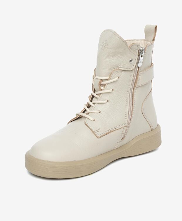 Kadın Ekru Hakiki Deri Sneaker Bot - 3