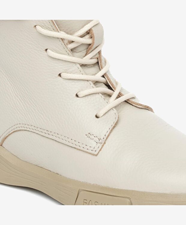 Kadın Ekru Hakiki Deri Sneaker Bot - 5