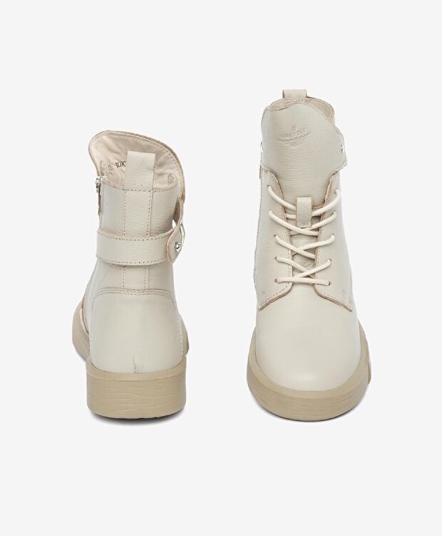 Kadın Ekru Hakiki Deri Sneaker Bot - 7