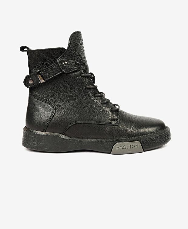 Kadın Siyah Hakiki Deri Sneaker Bot - 1