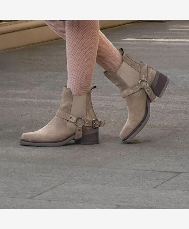 Kadın Vizon Süet Hakiki Deri Chelsea Bot - 8