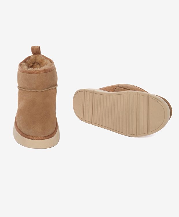 Kadın Sigaro Süet Hakiki Deri Termo Light Taban Günlük Bot - 6