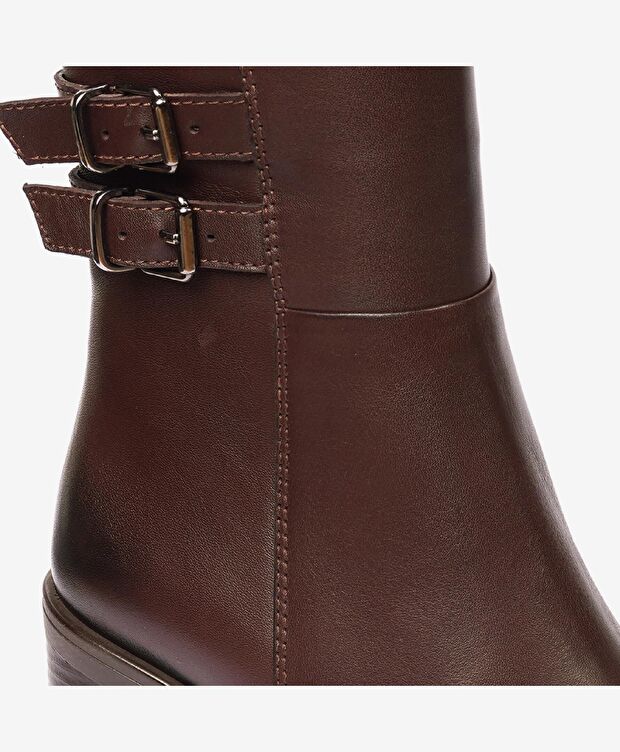 Kadın Kahverengi Hakiki Deri Topuklu Bot - 5