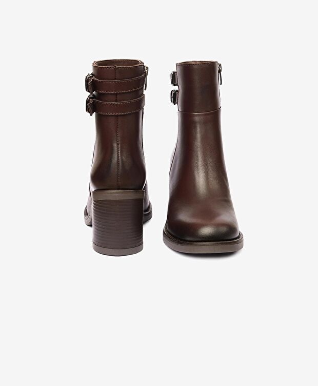 Kadın Kahverengi Hakiki Deri Topuklu Bot - 7