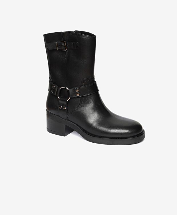 Kadın Siyah Hakiki Deri Topuklu Bot - 2