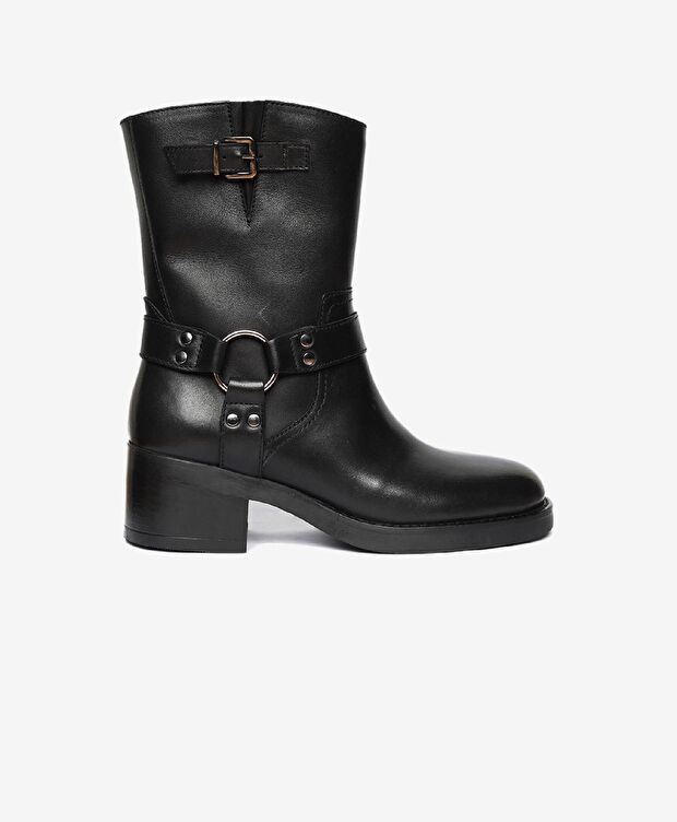 Kadın Siyah Hakiki Deri Topuklu Bot - 1