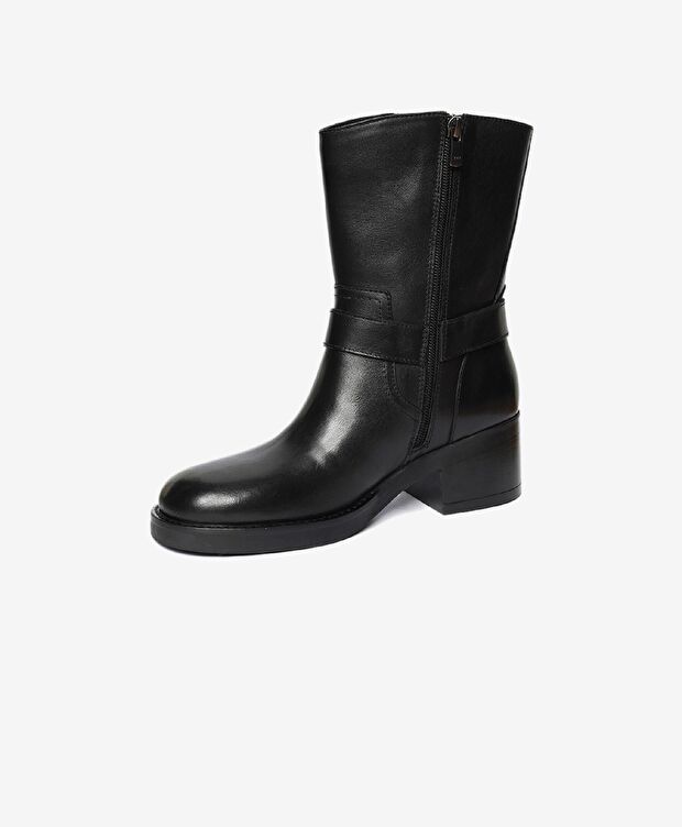 Kadın Siyah Hakiki Deri Topuklu Bot - 3