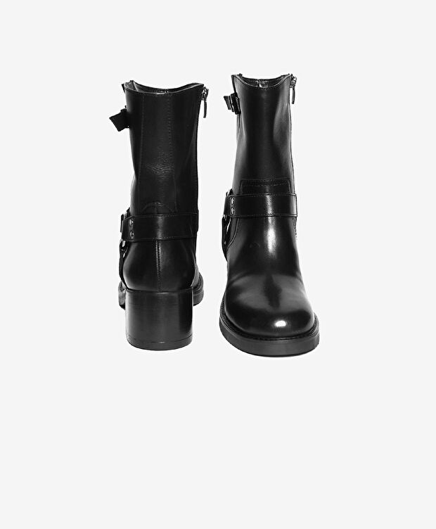 Kadın Siyah Hakiki Deri Topuklu Bot - 7