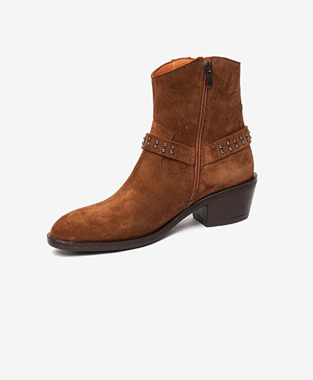 Kadın Sigaro Süet Hakiki Deri Topuklu Bot - 3