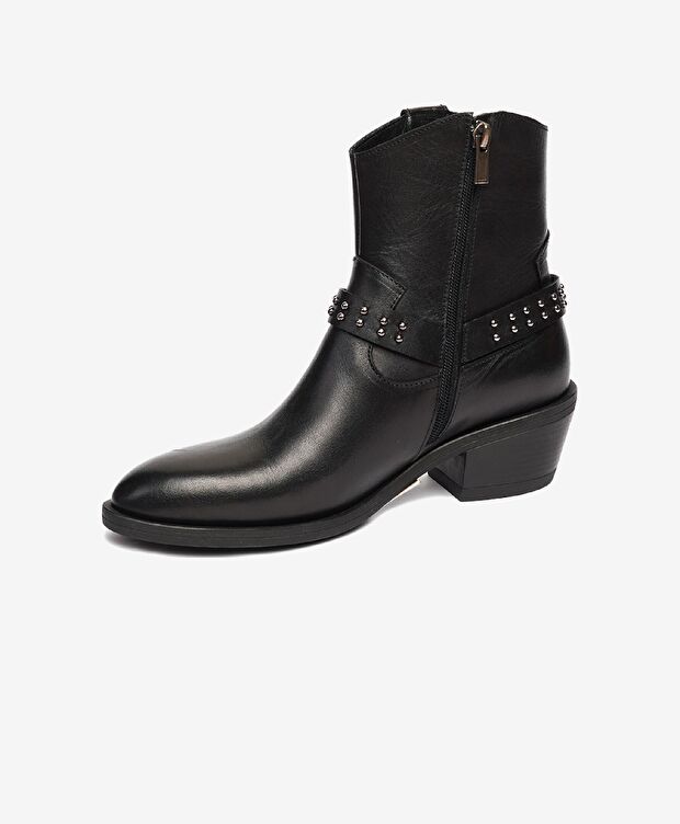 Kadın Siyah Hakiki Deri Topuklu Bot - 3