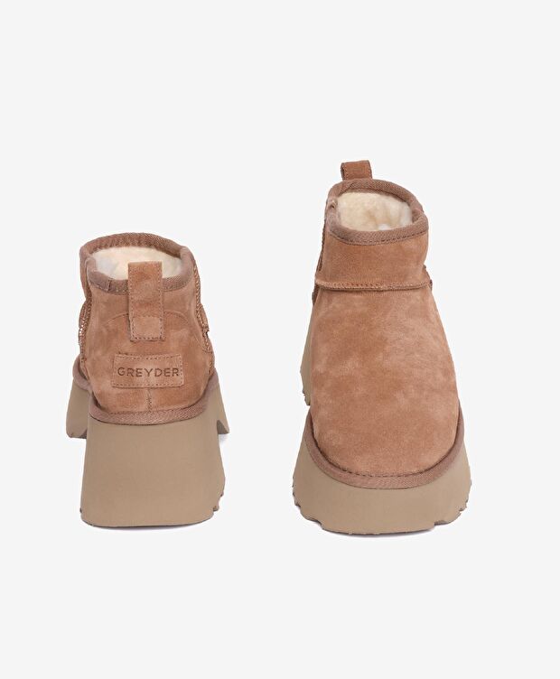 Kadın Taba Süet Hakiki Deri Topuklu Bot - 7