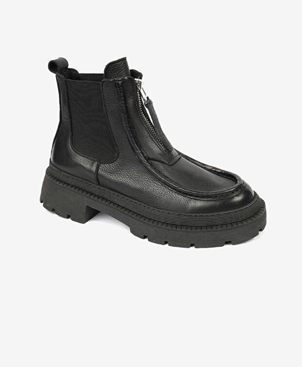 Kadın Siyah Hakiki Deri Termo Light Taban Chelsea Bot - 2