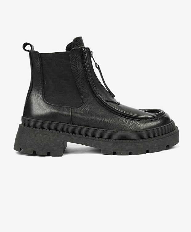 Kadın Siyah Hakiki Deri Termo Light Taban Chelsea Bot - 1
