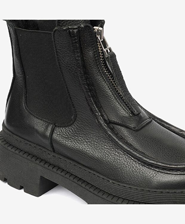 Kadın Siyah Hakiki Deri Termo Light Taban Chelsea Bot - 5