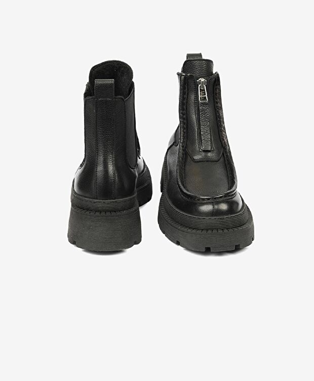 Kadın Siyah Hakiki Deri Termo Light Taban Chelsea Bot - 7
