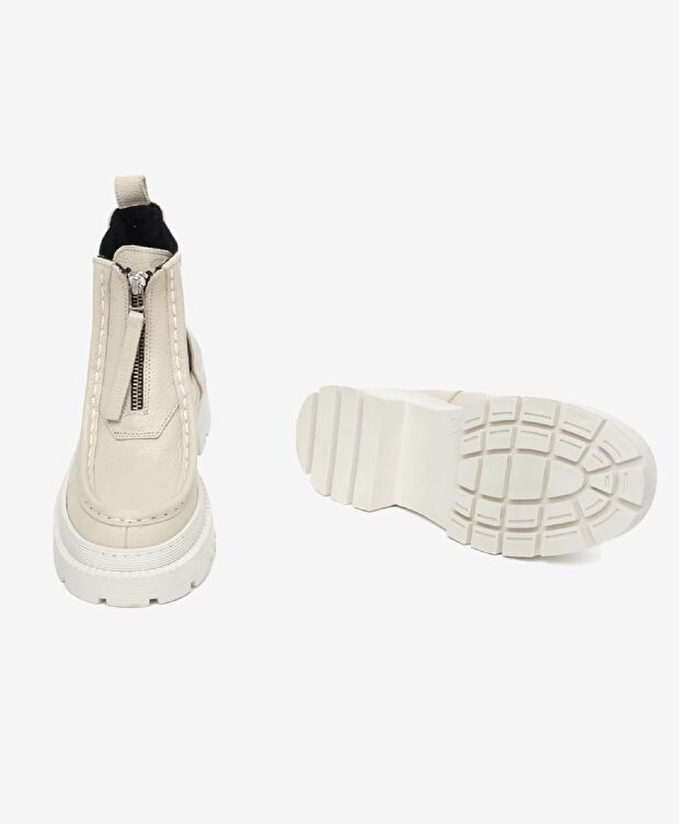 Kadın Beyaz Siyah Hakiki Deri Chelsea Bot - 6