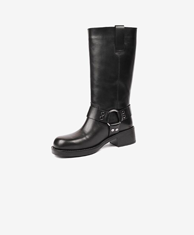 Kadın Siyah Hakiki Deri Topuklu Çizme - 5