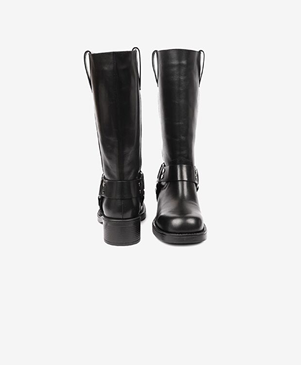 Kadın Siyah Hakiki Deri Topuklu Çizme - 9