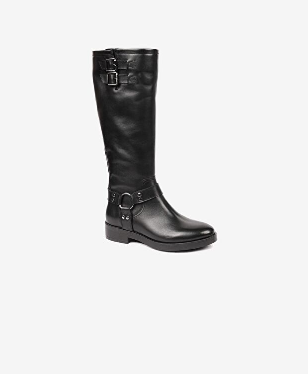 Kadın Siyah Hakiki Deri Topuklu Çizme - 2