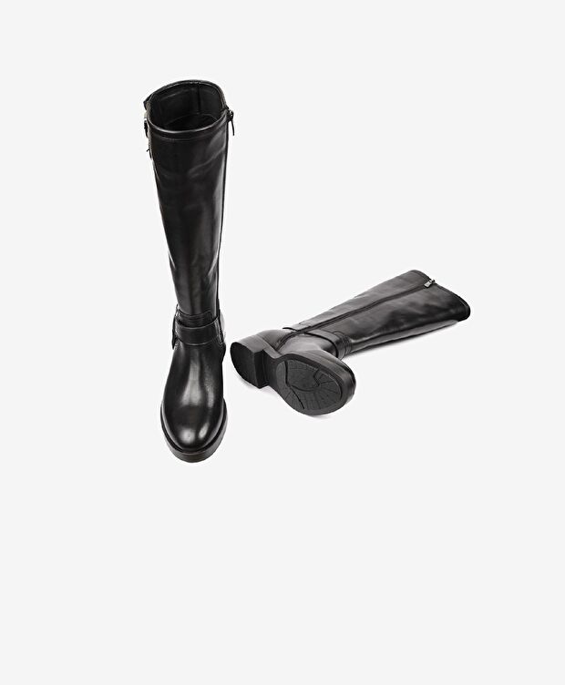 Kadın Siyah Hakiki Deri Topuklu Çizme - 6