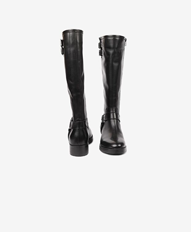 Kadın Siyah Hakiki Deri Topuklu Çizme - 7