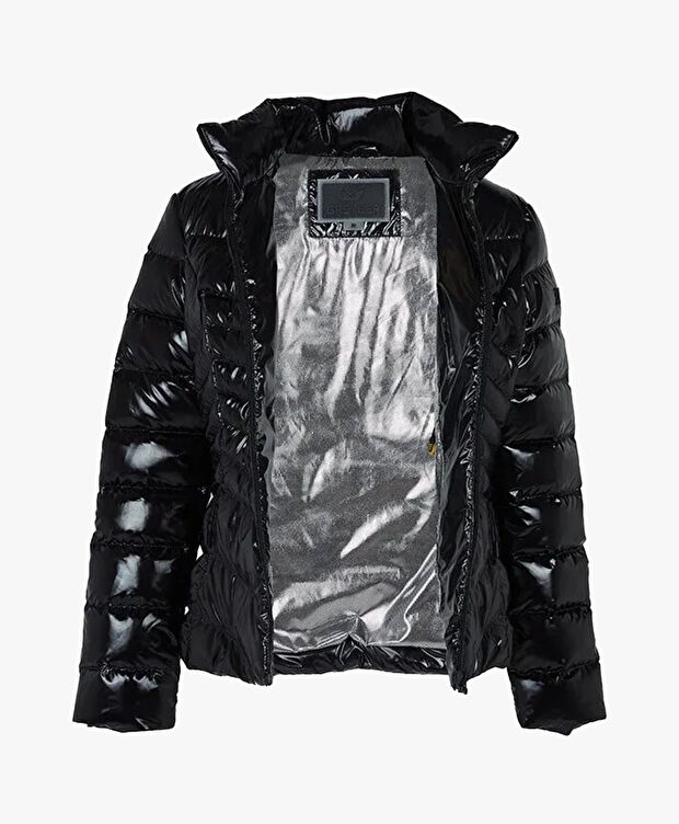 Kadın Parlak Siyah Kaz Tüyü Su İtici Mont - 3