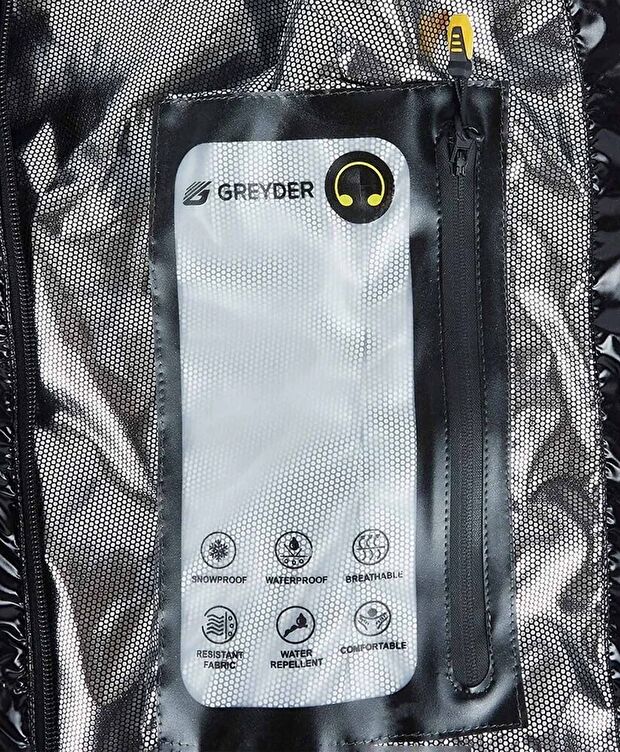 Kadın Parlak Siyah Kaz Tüyü Su İtici Mont - 4