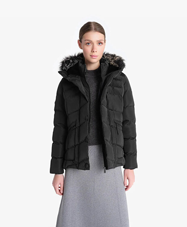 Kadın Siyah Suya Dayanıklı Kaz Tüyü Mont - 8