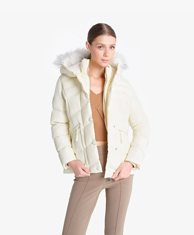 Kadın Ekru Suya Dayanıklı Kaz Tüyü Mont - 3