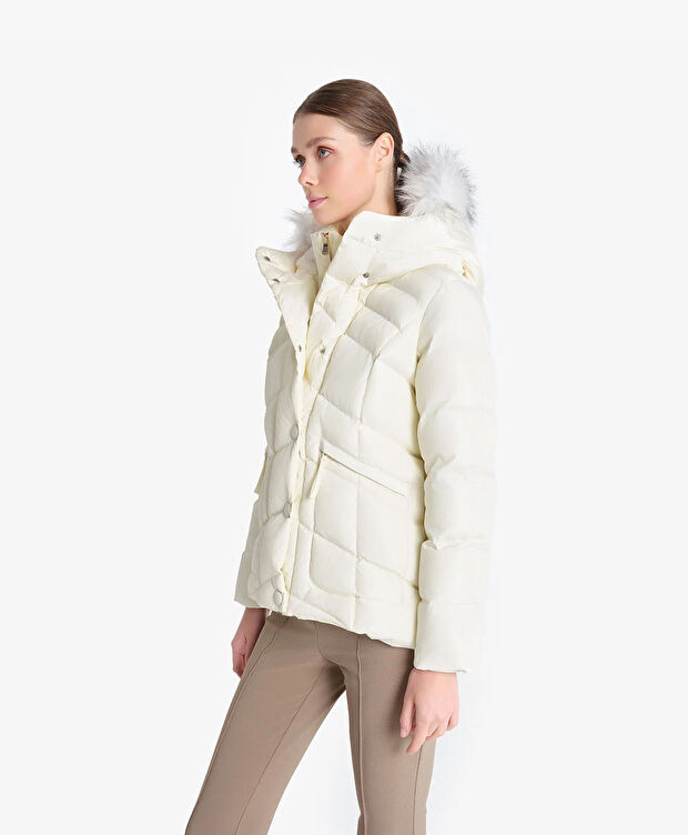 Kadın Ekru Suya Dayanıklı Kaz Tüyü Mont - 5