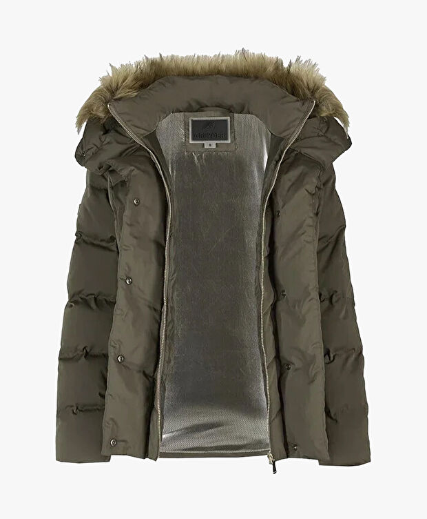 Kadın Olive Suya Dayanıklı Kaz Tüyü Mont - 5