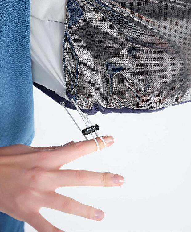 Kadın Parlak İndigo Suya Dayanıklı Kaz Tüyü Mont - 9