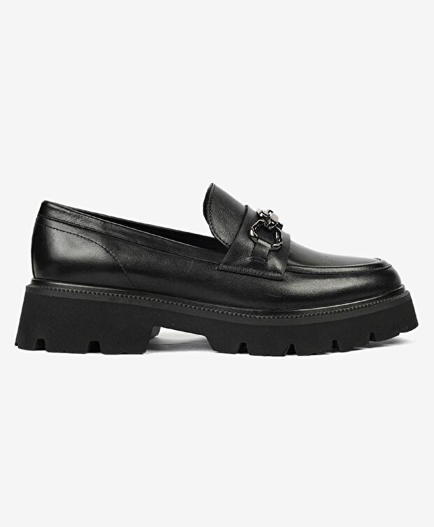 Kadın Siyah Hakiki Deri Loafer Ayakkabı - 1