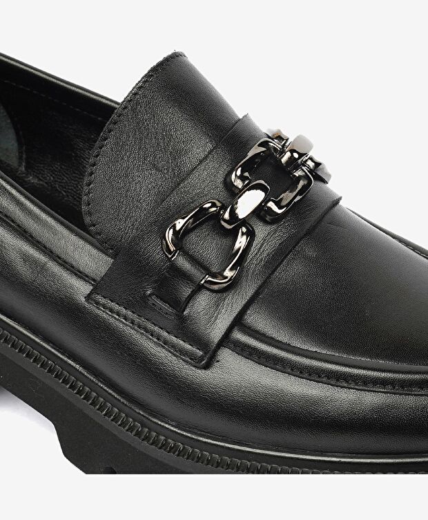 Kadın Siyah Hakiki Deri Loafer Ayakkabı - 5