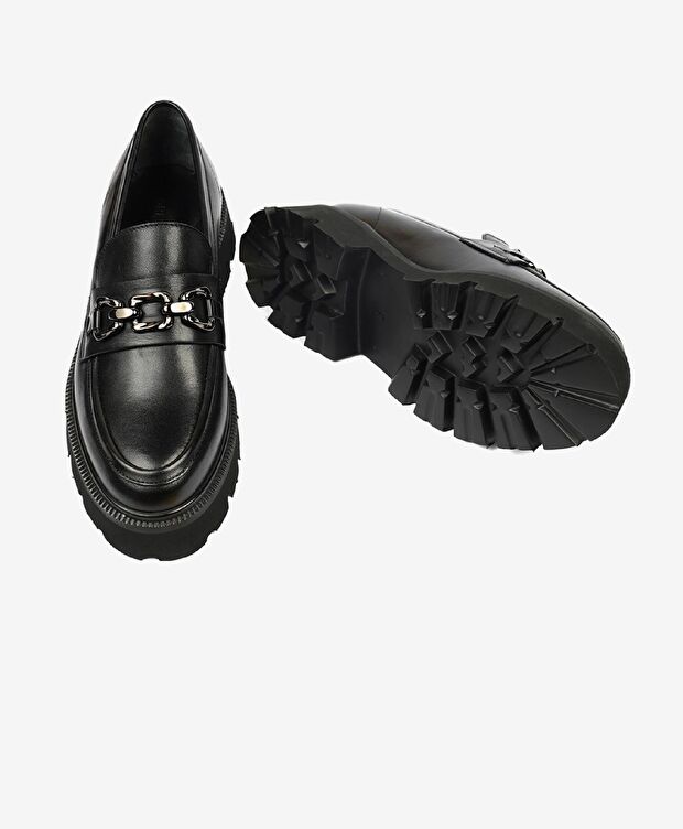 Kadın Siyah Hakiki Deri Loafer Ayakkabı - 6