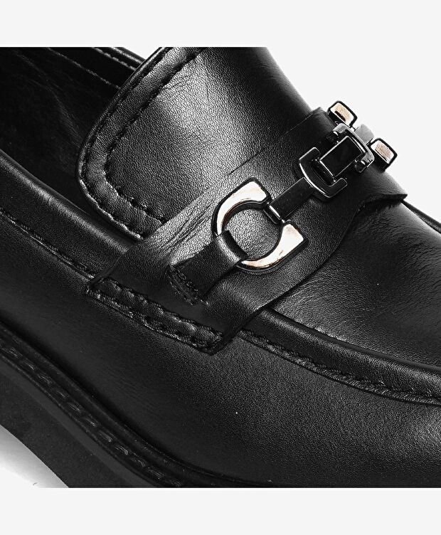 Kadın Siyah Hakiki Deri Loafer Ayakkabı - 5