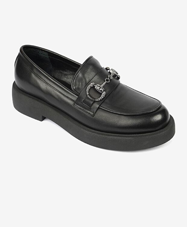 Kadın Siyah Hakiki Deri Termo Light Taban Loafer Ayakkabı - 2