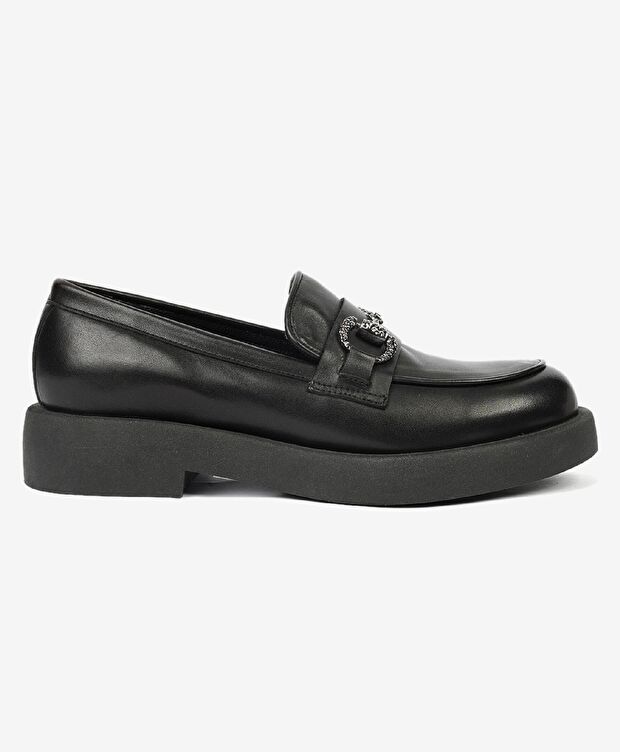 Kadın Siyah Hakiki Deri Termo Light Taban Loafer Ayakkabı - 1