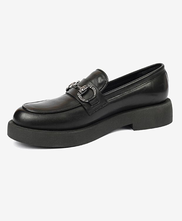 Kadın Siyah Hakiki Deri Termo Light Taban Loafer Ayakkabı - 3